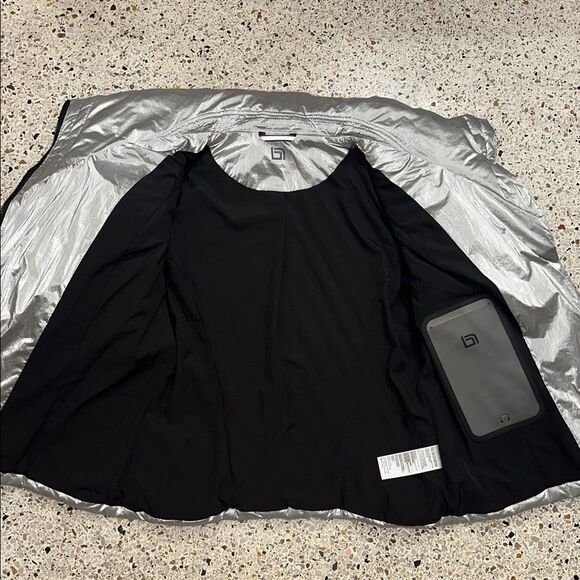 Blanc Noir silver metallic black snow puffer coat jacket m medium apre ski - Picture 5 of 9